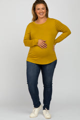 Yellow Long Sleeve Maternity Plus Top