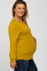 Yellow Long Sleeve Maternity Plus Top