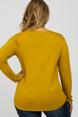 Yellow Long Sleeve Maternity Plus Top