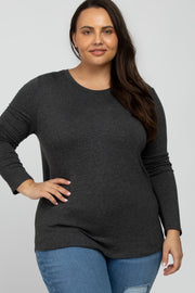 Charcoal Long Sleeve Plus Top