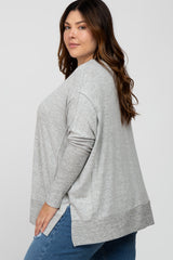 Heather Grey V-Neck Brushed Plus Knit Top