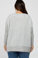 Heather Grey V-Neck Brushed Plus Knit Top