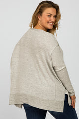 Heather Grey V-Neck Brushed Maternity Plus Knit Top