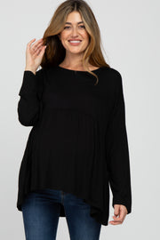 Black Babydoll Long Sleeve Maternity Top