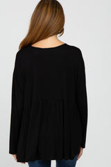 Black Babydoll Long Sleeve Maternity Top