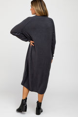 Grey Mock Neck Midi Sweater Dress