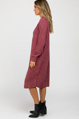 Burgundy Mock Neck Midi Sweater Dress