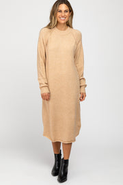 Taupe Mock Neck Midi Sweater Dress