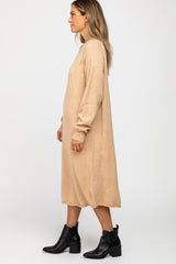 Taupe Mock Neck Midi Sweater Dress