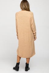 Taupe Mock Neck Midi Sweater Dress