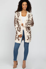 Cream Printed Soft Knit Maternity Cardigan