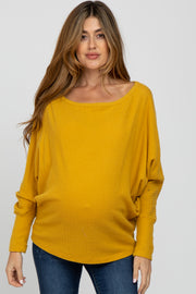 Yellow Waffle Knit Dolman Sleeve Maternity Top