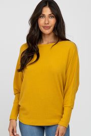 Yellow Waffle Knit Dolman Sleeve Top