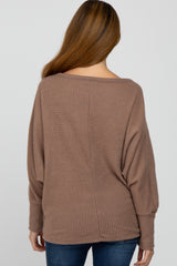 Taupe Waffle Knit Dolman Sleeve Maternity Top