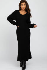 Black Side Slit Maxi Sweater Dress