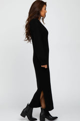 Black Side Slit Maxi Sweater Dress