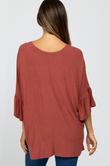 Mauve Ruffle Sleeve Maternity Top