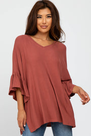 Mauve Ruffle Sleeve Top