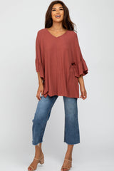 Mauve Ruffle Sleeve Top