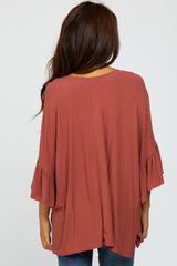 Mauve Ruffle Sleeve Top