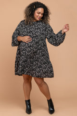 Black Floral Ruffle Hem Maternity Plus Dress