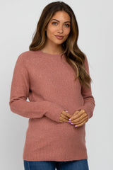 Mauve Soft Knit Maternity Sweater