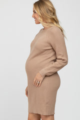 Taupe Basic Maternity Sweater Dress