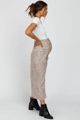 White Leopard Print Side Button Maternity Maxi Skirt