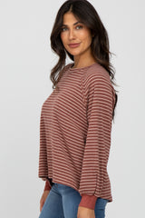 Rust Striped Bubble Sleeve Top