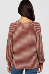 Rust Striped Bubble Sleeve Top