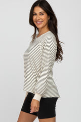 Ivory Striped Bubble Sleeve Top