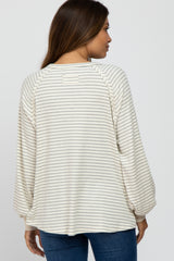 Heather Grey Striped Bubble Sleeve Maternity Top