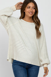 Heather Grey Striped Bubble Sleeve Maternity Top