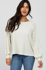 Heather Grey Striped Bubble Sleeve Maternity Top