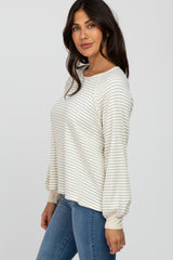 Heather Grey Striped Bubble Sleeve Top