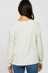 Heather Grey Striped Bubble Sleeve Top