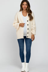 Cream Basic Chunky Knit Maternity Cardigan