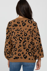 Teal Leopard Print Knit Sweater