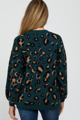 Teal Leopard Print Knit Maternity Sweater