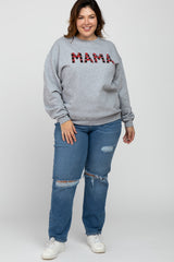 Heather Grey Checkered Mama Plus Sweatshirt