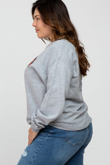 Heather Grey Checkered Mama Plus Sweatshirt