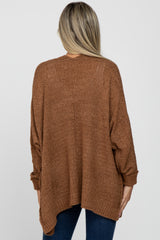 Brown Cuff Sleeve Maternity Cardigan