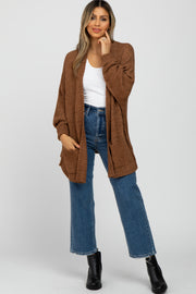 Brown Cuff Sleeve Cardigan