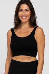 Black Ribbed Seamless Cross Back Sports Bra