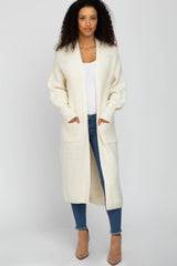 Ivory Bubble Sleeve Long Cardigan