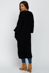 Black Bubble Sleeve Long Maternity Cardigan