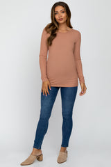 Salmon Waffle Knit Maternity Top