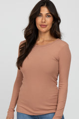 Salmon Waffle Knit Maternity Top