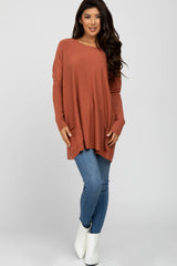 Rust Pocketed Dolman Sleeve Top