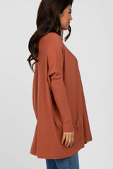 Rust Pocketed Dolman Sleeve Top